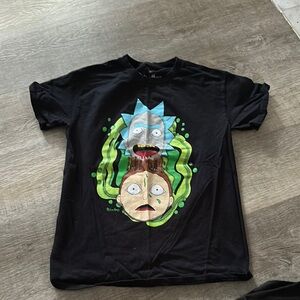 SHEIN Black Graphic Tee with Blue and Green Design